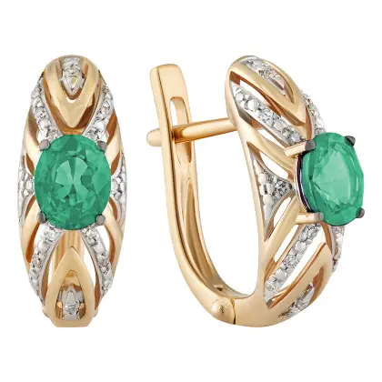 Серьги с изумрудом и бриллиантами