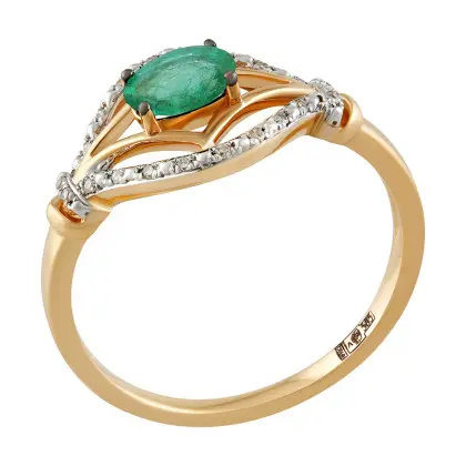 Кольцо с изумрудом и бриллиантами