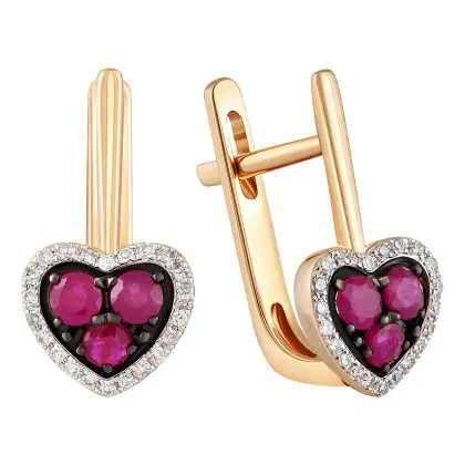 Серьги с рубином и бриллиантами