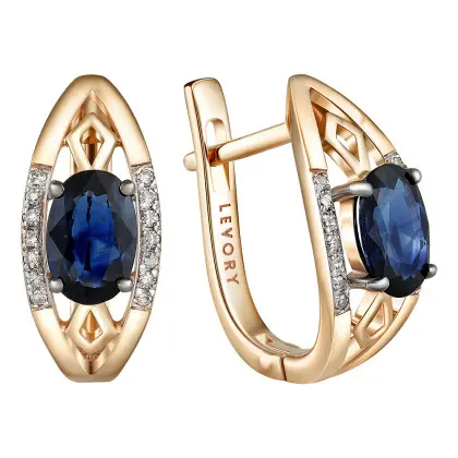 Серьги с сапфиром и бриллиантами