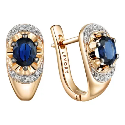 Серьги с сапфиром и бриллиантами