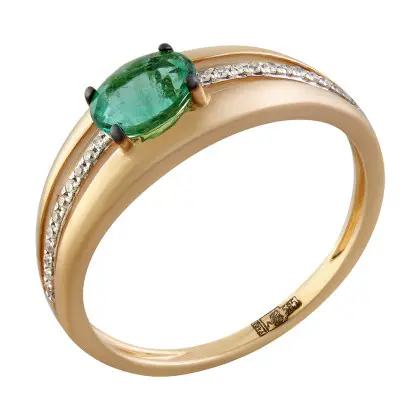 Кольцо с изумрудом и бриллиантами