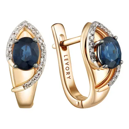 Серьги с сапфиром и бриллиантами