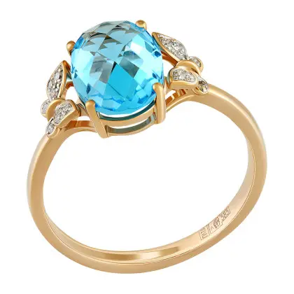 Кольцо с топазом и бриллиантами