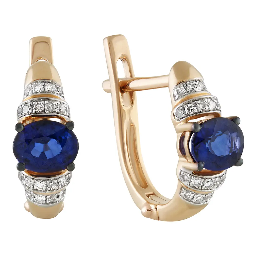 Серьги с сапфиром и бриллиантами