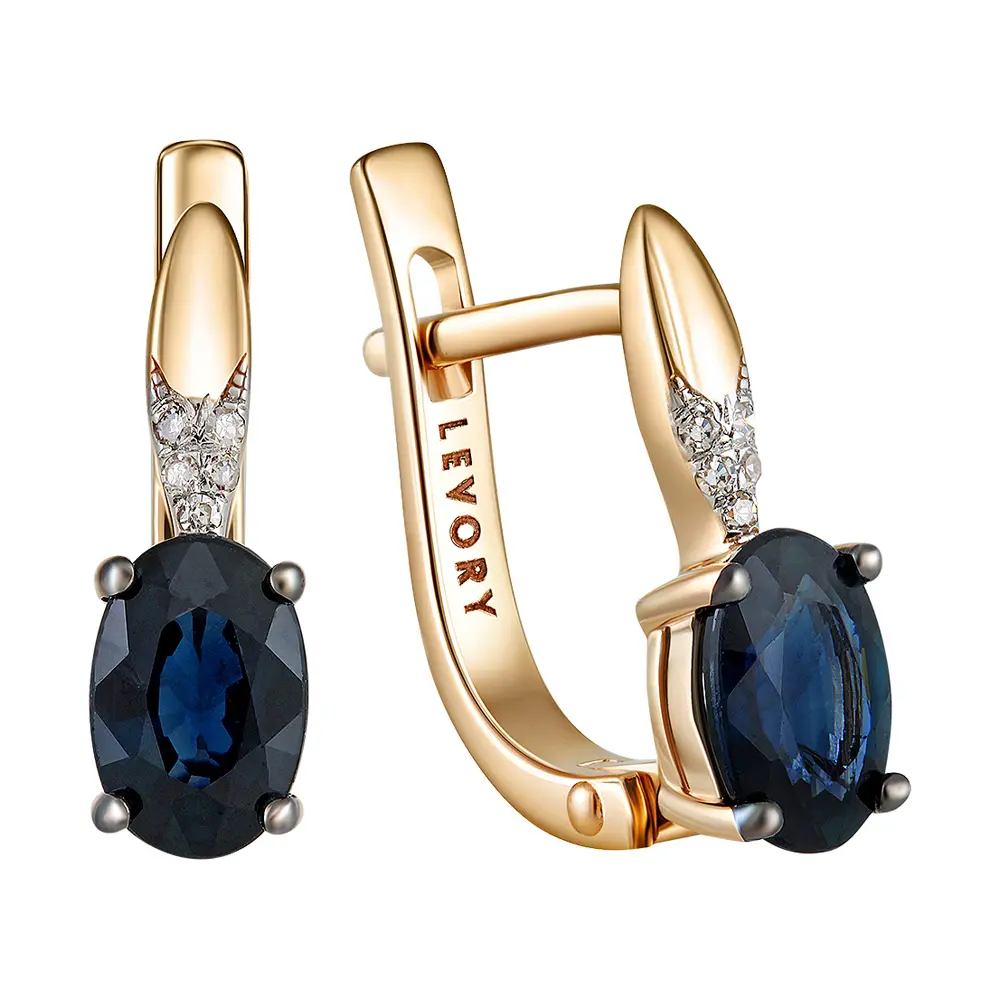 Серьги с сапфиром и бриллиантами