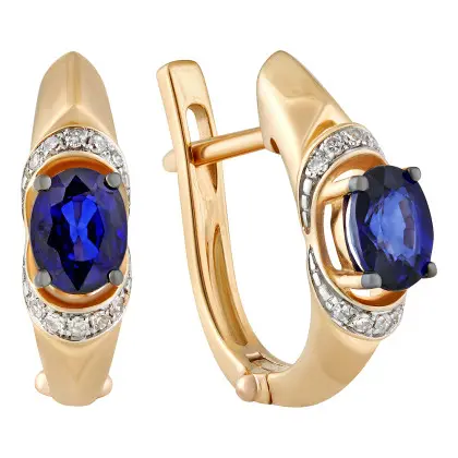 Серьги с сапфиром и бриллиантами