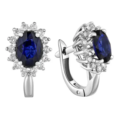 Серьги с сапфиром и бриллиантами