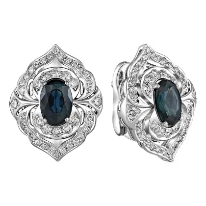 Серьги с сапфирами и бриллиантами