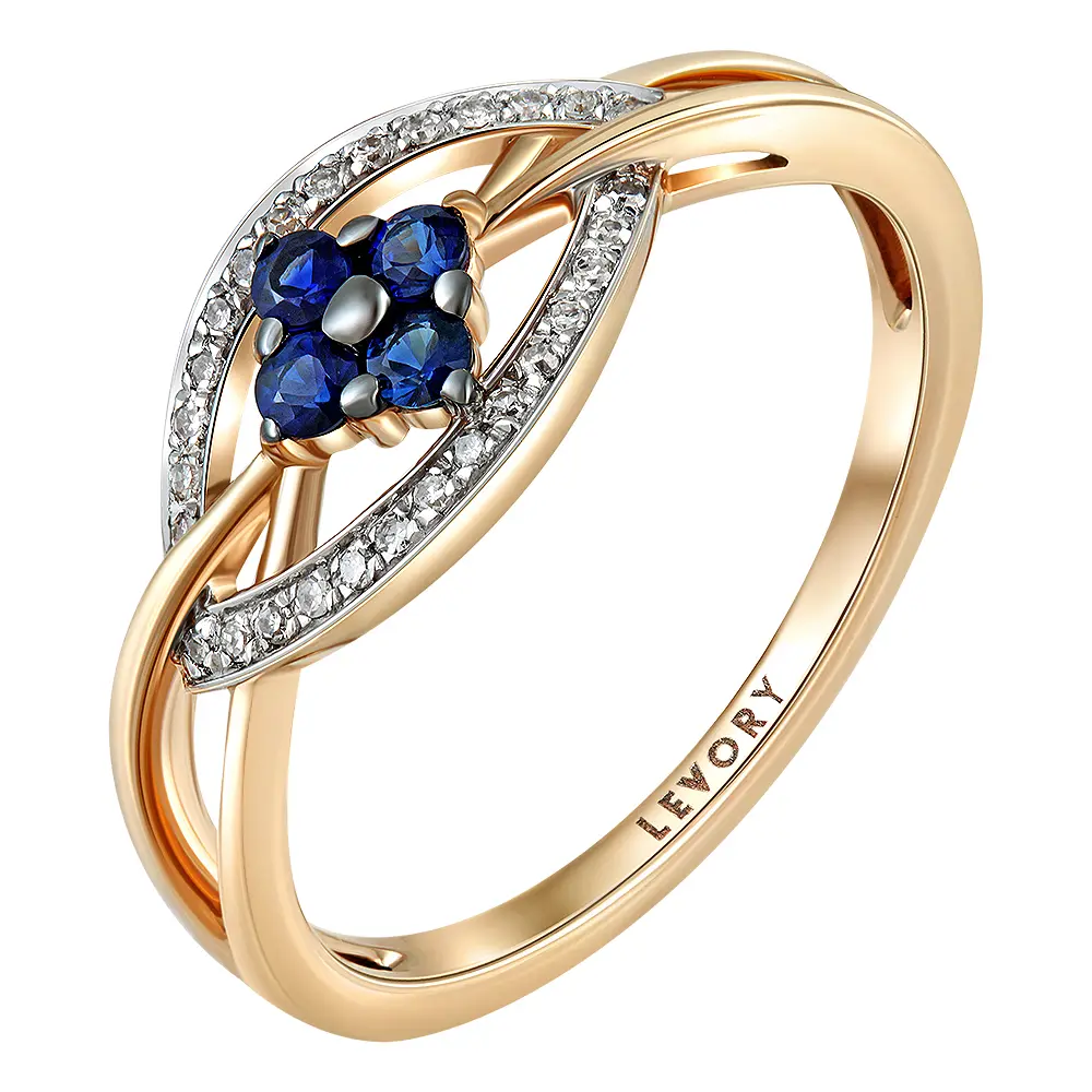 Кольцо с сапфирами и бриллиантами