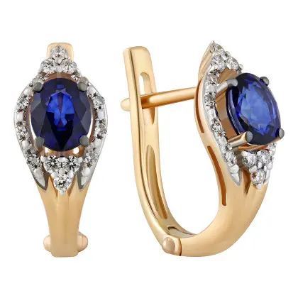 Серьги с сапфиром и бриллиантами