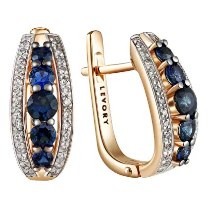 Серьги с сапфиром и бриллиантами