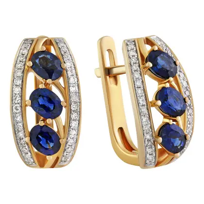 Серьги с сапфиром и бриллиантами