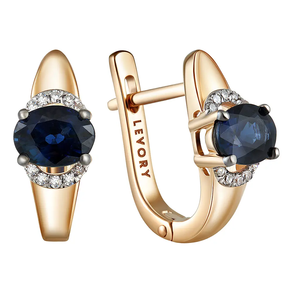 Серьги с сапфиром и бриллиантами