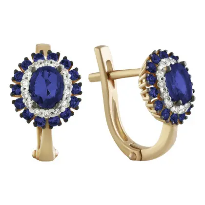 Серьги с сапфиром и бриллиантами