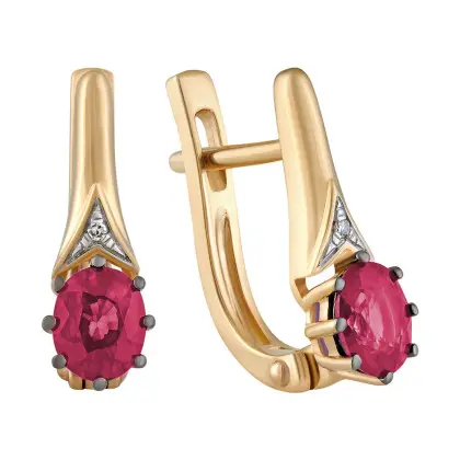 Серьги с рубином и бриллиантами