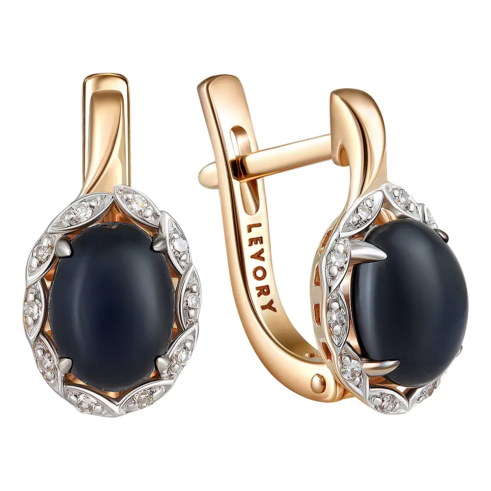 Серьги с сапфиром и бриллиантами