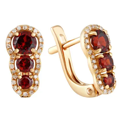 Серьги с гранатом и бриллиантами