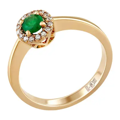 Кольцо с изумрудом и бриллиантами