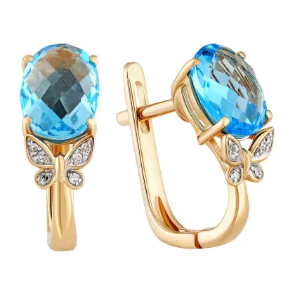 Серьги с топазом и бриллиантами