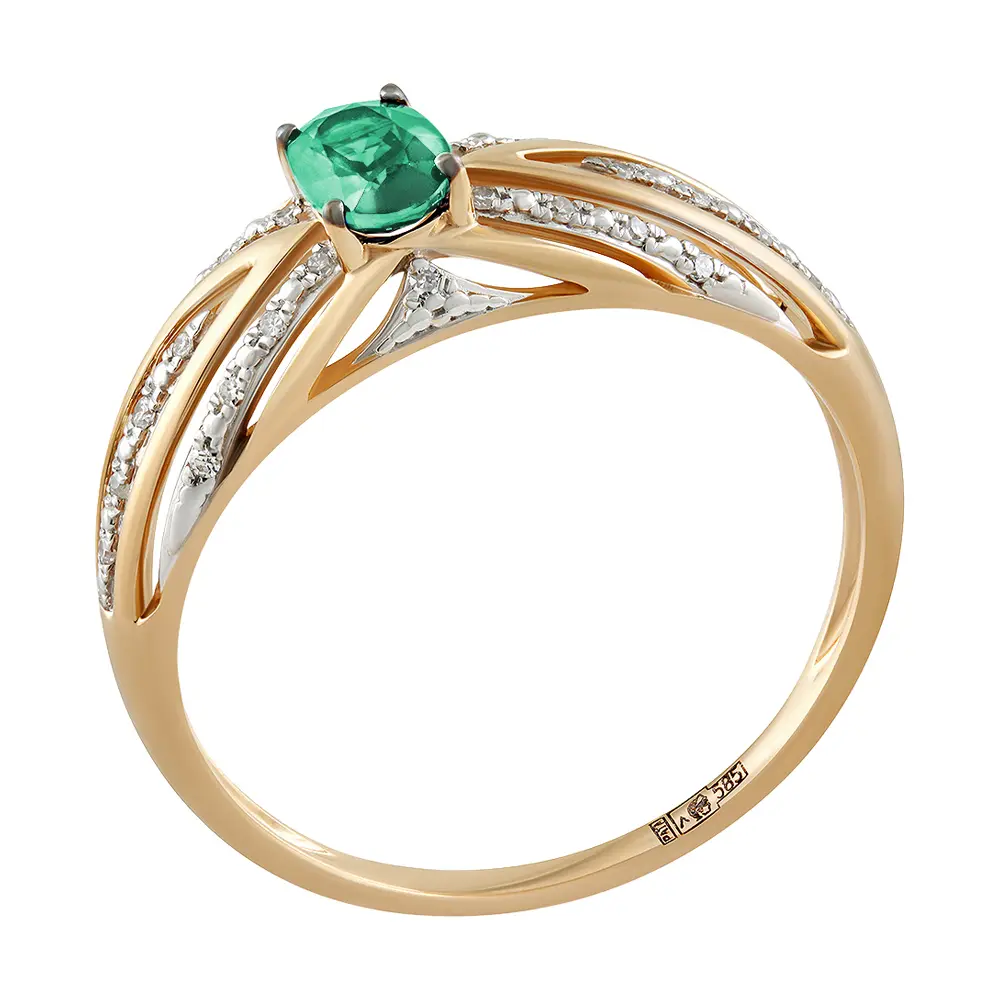 Кольцо с изумрудом и бриллиантами