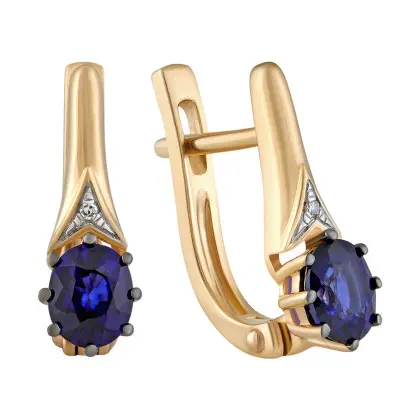 Серьги с сапфиром и бриллиантами