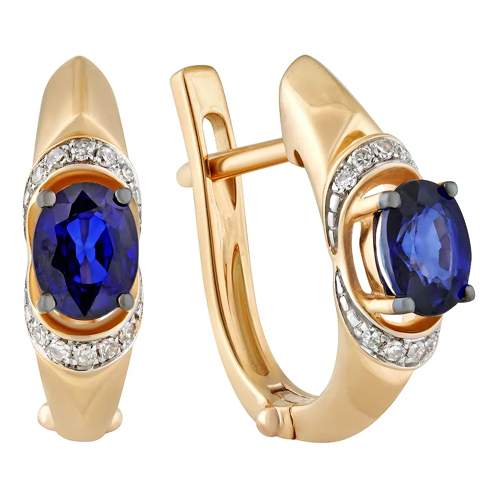 Серьги с сапфиром и бриллиантами