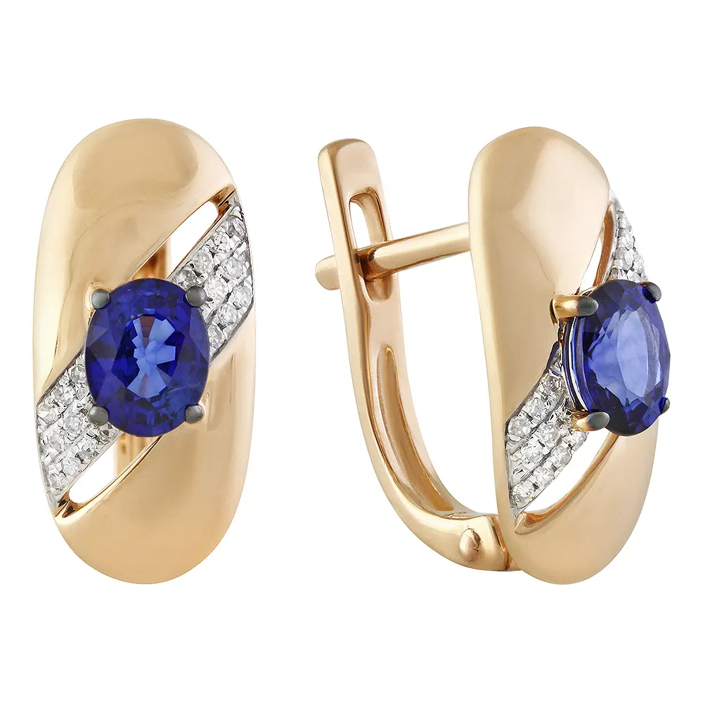 Серьги с сапфиром и бриллиантами