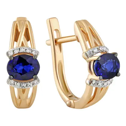 Серьги с сапфиром и бриллиантами