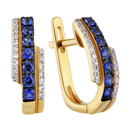 Серьги с сапфиром и бриллиантами