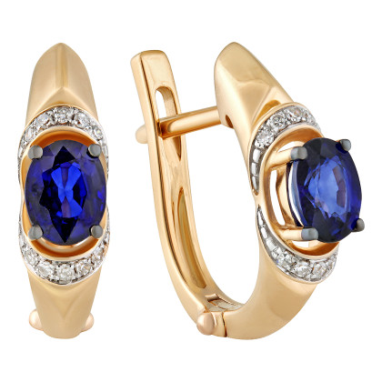 Серьги с сапфиром и бриллиантами