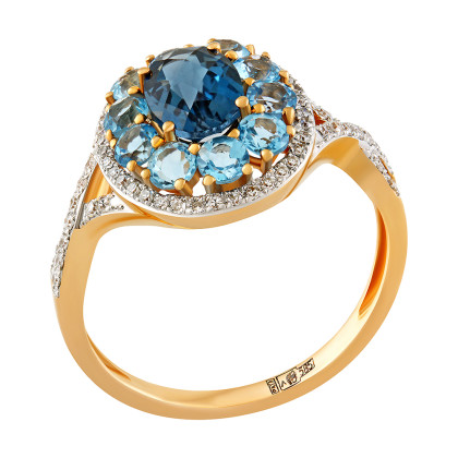 Кольцо с топазом и бриллиантами