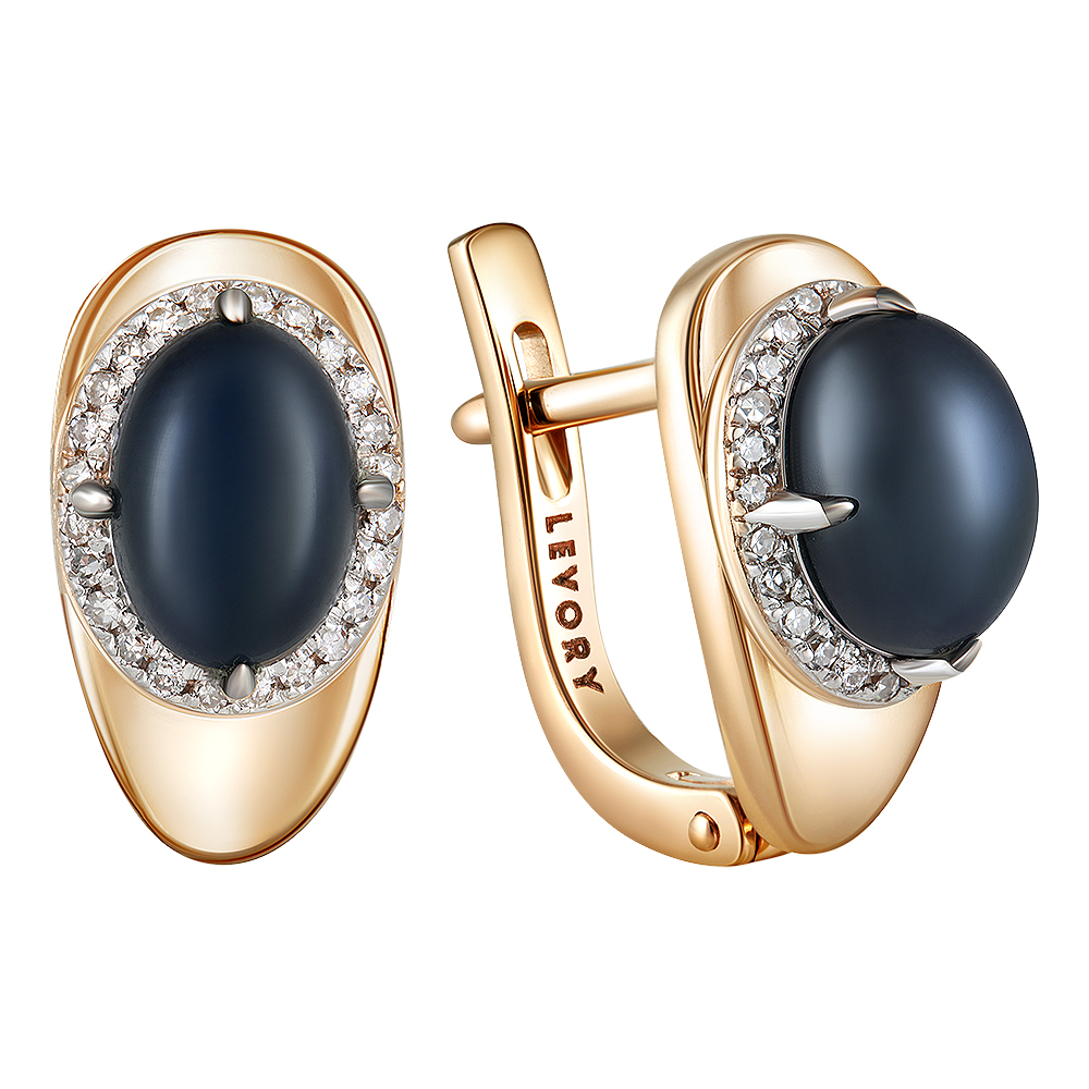 Серьги с сапфиром и бриллиантами