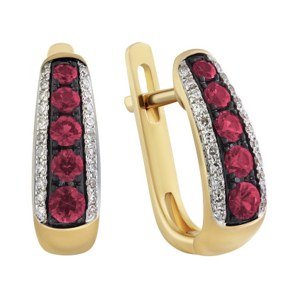 Серьги с рубином и бриллиантами