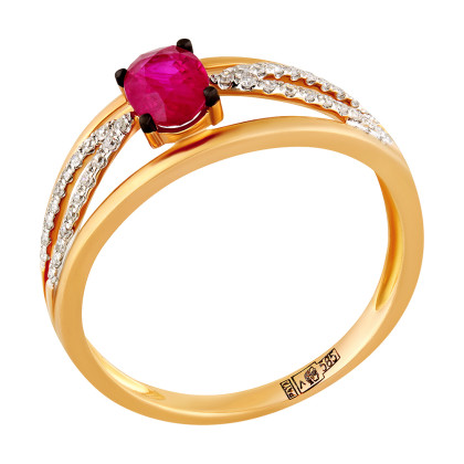 Кольцо с рубином и бриллиантами