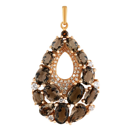 Подвеска с раух-топазом (дымчатым кварцем) и бриллиантами