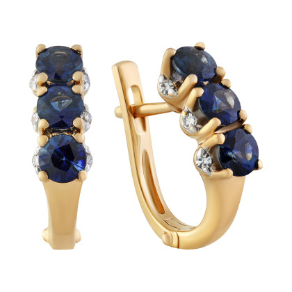 Серьги с сапфиром и бриллиантами