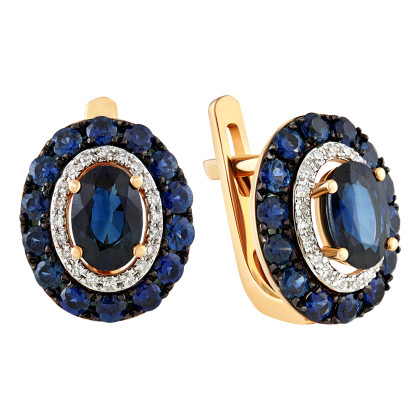 Серьги с сапфиром и бриллиантами