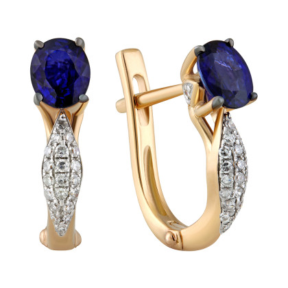 Серьги с сапфиром и бриллиантами